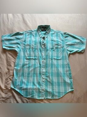 Vintage Christian Dior Monsieur Green Plaid Cotton Shirt - L